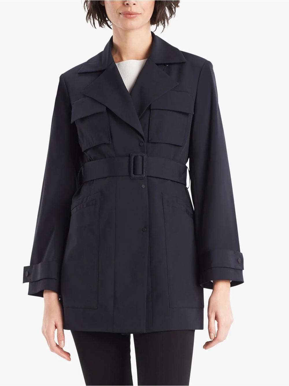 NWT M.M. LaFleur The Mercer Parka Jacket in Deep Navy, Wool Blend Coat w/ Belt